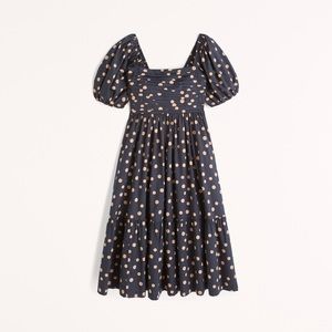Abercrombie and fitch Ruched Puff Sleeve Poplin Midi Dress!!
